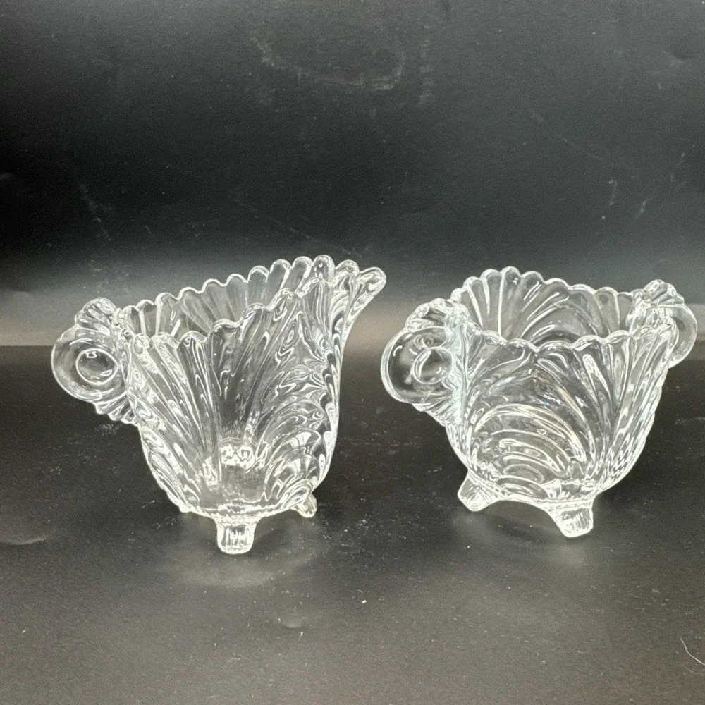 Vintage Cambridge Caprice Pattern‎ SCA Glass Footed Cream and Sugar Set